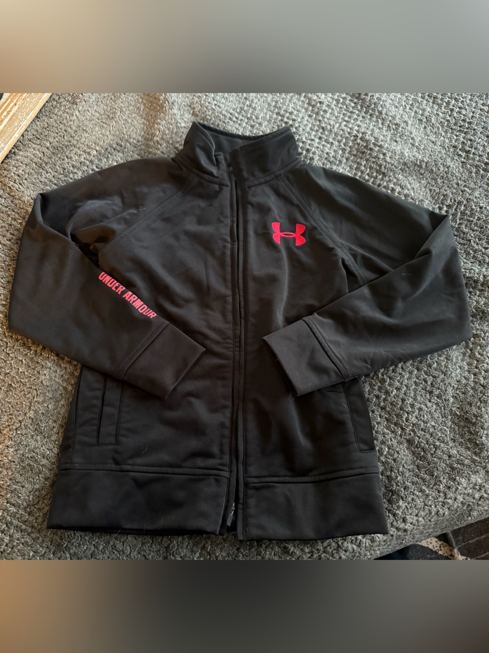 Under Armour Black Kids' Full-Zip Jacket with Red Logo